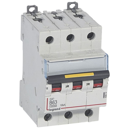 Disjoncteur DX³10000 16kA arrivée haute/départ bas vis 3P 63A courbe B - 3 mod-409014-3245064090148-LEGRAND