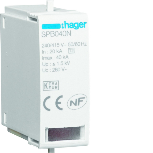 Cartouche N-PE Uc 260V In 20kA Imax 40kA Up 1.5kV-SPB040N-3250615515353-HAGER