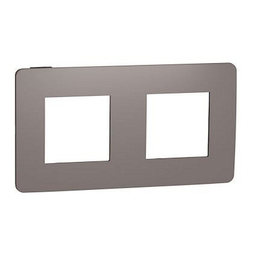 Unica Studio Color - plaque de finition - Chocolat liseré Anthracite - 2 postes-NU280417-3606489453060-SCHNEIDER ELECTRIC FRANCE