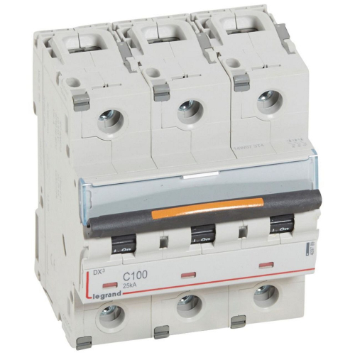 disjoncteur DX³ 25kA arrivée haute/départ bas à vis 100A - courbe C 4,5 modules-409789-3245064097895-LEGRAND