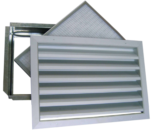 Grille de soufflage ou reprise à ailettes horizontales fixes et filtre. Couleur aluminium - GRE/FP 600X400/50 - 875484 S&P UNELVENT - 875484 
