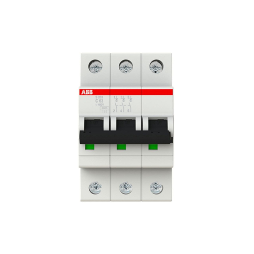 Disjoncteur S203 3P 63A Courbe C Raccordement à vis - 10KA (3Modules)-2CDS253001R0634-4016779551076-ABB