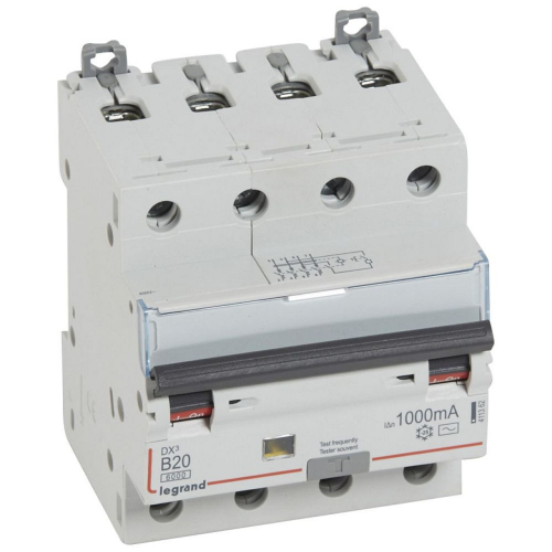 Disjoncteur diff DX³ 6000 -vis- 4P 400V~ -20 A - typeAC 1000mA - courbe B - 4M-411362-3245064113625-LEGRAND