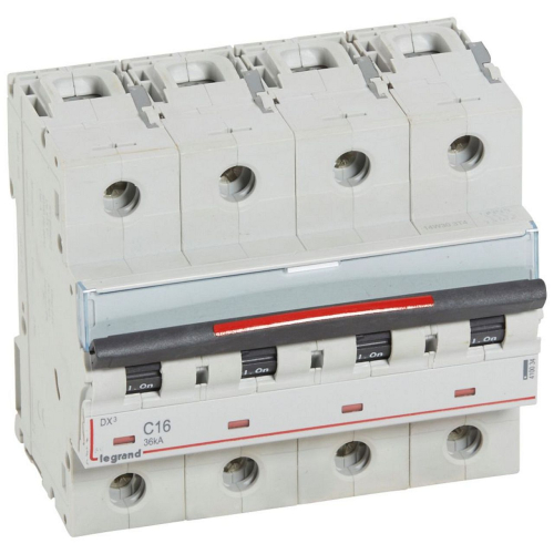 Disjoncteur DX³ 36kA arrivée haute/départ bas vis 4P 16A - courbe C - 6 mod-410034-3245064100342-LEGRAND