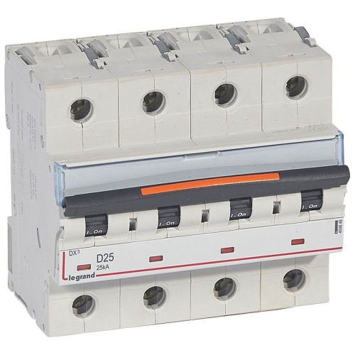 Disjoncteur DX³ 25kA arrivée haute/départ bas vis 4P 25A -courbe D - 6 mod-409848-3245064098489-LEGRAND