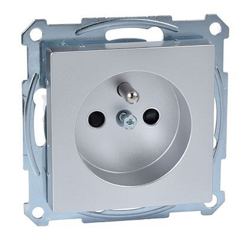 Merten M-Plan - prise 2P+T - NF - borne auto - aluminium-MTN2500-0460-3606480306006-SCHNEIDER ELECTRIC FRANCE