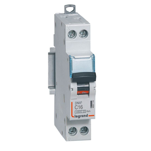 Disjoncteur DNX³ 4500 - vis/vis - U+N 230V~ 16A - 4,5kA - courbe C - 1 module-406774-3245064067744-LEGRAND