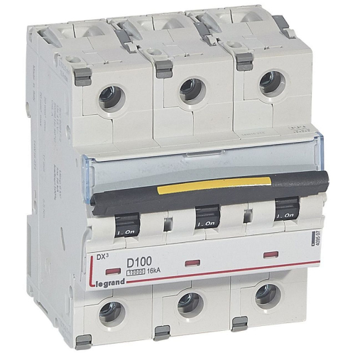Disjoncteur DX³10000 16kA arrivée haute/départ bas vis 3P 100A courbe C -4,5 mod-409507-3245064095075-LEGRAND
