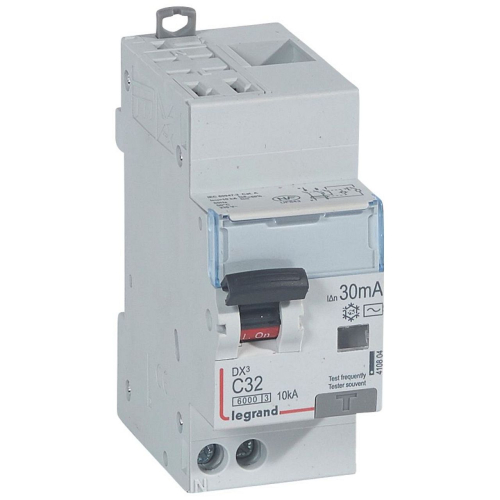 Disjoncteur diff DX³ 6000 -auto/vis-U+N 230V~-32A-typeAC-30mA-courbe C - 2 mod-410804-3245064108041-LEGRAND