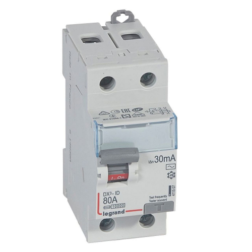Interrupteur différentiel DX³-ID haut/bas vis - 2P 230V~ 80A typeAC 30mA - 2 mod-411507-3245064115070-LEGRAND