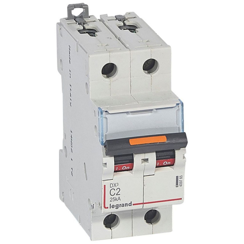 Disjoncteur DX³ 25kA arrivée haute/départ bas vis 2P 2A -courbe C - 2 mod-409765-3245064097659-LEGRAND