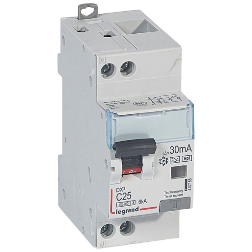 Disjoncteur diff DX³ 4500 -vis/vis- U+N 230V~ 25A- typeF-30mA -courbe C - 2M-410755-3245064107556-LEGRAND