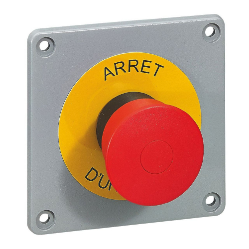 Bouton de coupure d'urgence Osmoz pour coffret P17 - plastron pré-percé-057745-3245060577452-LEGRAND