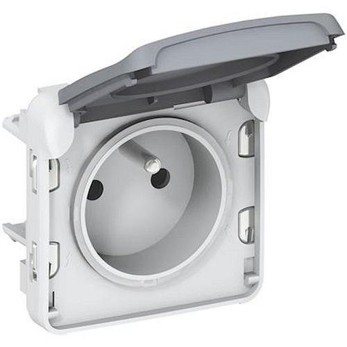 Prise de courant étanche 2P+T avec éclips Plexo composable IP55 16A 250V - gris-069551-3245060695514-LEGRAND