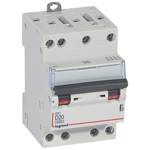 Disjoncteur DX³ 6000-vis/vis-4P-400V~-20A-10kA-courbe D-peigne HX³ opti 4P -3M-408127-3245064081276-LEGRAND