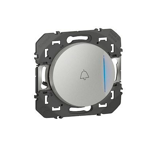Poussoir avec voyant lumineux marquage sonnette dooxie 6A 250V~ finition alu-600118-3414971096370-LEGRAND