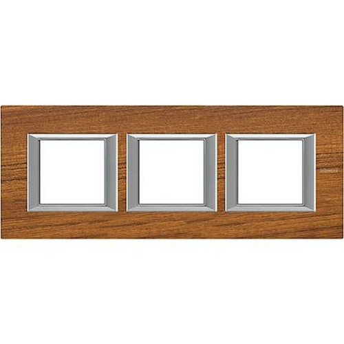 Plaque rectangulaire Axolute Bois 2+2+2 modules horizontal - Teck-HA4802M3HLTK-8012199959139-BTICINO