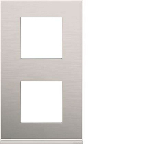 Plaque gallery 2 postes verticale 71 mm placage aluminium-WXP2042-3250617195287-HAGER