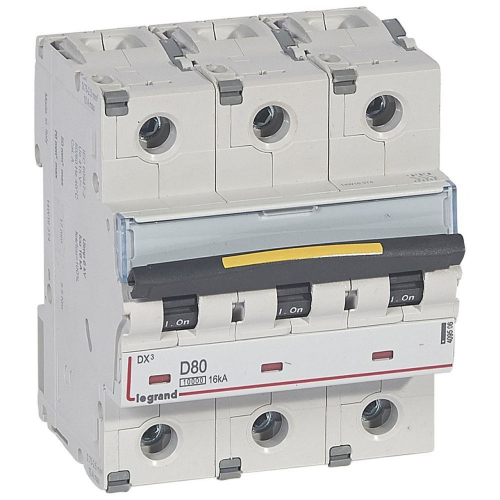 Disjoncteur DX³10000 16kA arrivée haute/départ bas vis 3P 80A courbe C - 4,5 mod-409506-3245064095068-LEGRAND
