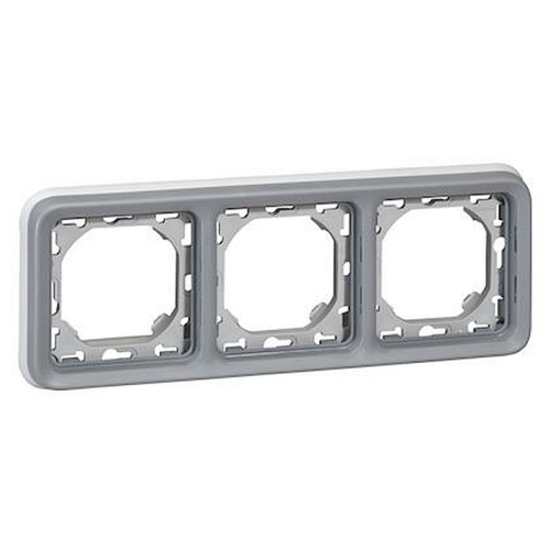 Support plaque étanche 3 postes horizontaux Plexo composable IP55 - gris-069687-3245060696870-LEGRAND