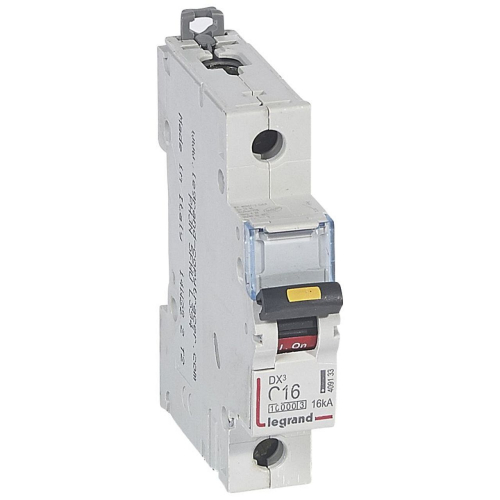 Disj. DX³ 1000kA 16kA arrivée haute/départ bas à vis 16A -courbe C -1 module-409133-3245064091336-LEGRAND