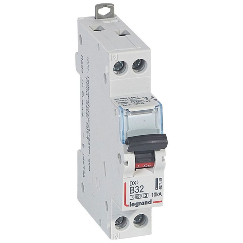 Disj. DX³6000 10kA arrivée haute/départ bas à vis U+N 230V~ 32A courbe B -1 mod-407458-3245064074582-LEGRAND