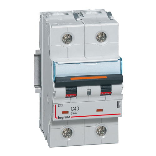 Disjoncteur DX³ 25kA arrivée haute/départ bas vis 2P 40A -courbe C - 3 mod-409772-3245064097727-LEGRAND
