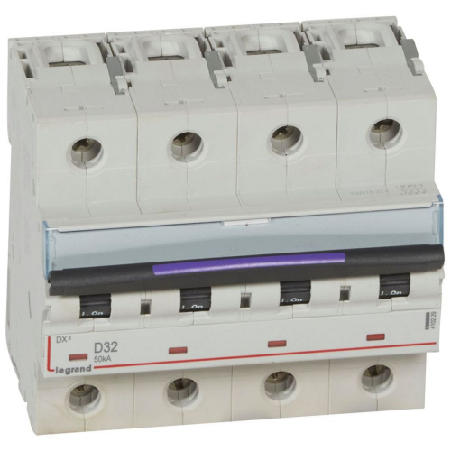 Disjoncteur DX³ 50kA arrivée haute/départ bas vis 4P 32A - courbe D - 6 mod-410229-3245064102292-LEGRAND