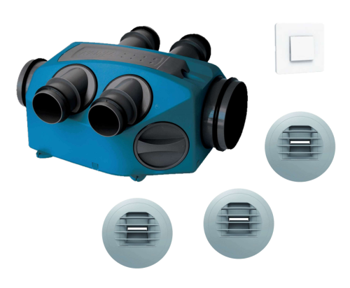 Kit VMC simple flux hygroreglable + bouton poussoir - INFINITY T3-T7+ Piles NATHER - 549359BP 