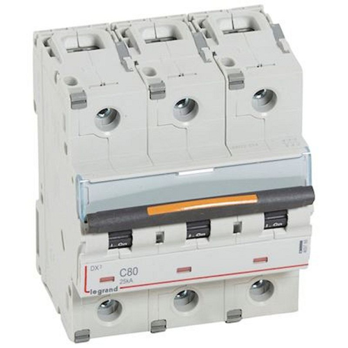 Disjoncteur DX³ 25kA arrivée haut/départ bas vis 3P 80A - courbe C - 4,5 modules-409788-3245064097888-LEGRAND