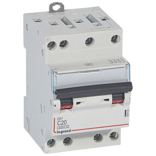 Disjoncteur DX³ 6000 -vis/vis- 4P- 400V~-20A-10kA-courbeC-peigne HX³ opti 4P -3M-407908-3245064079082-LEGRAND
