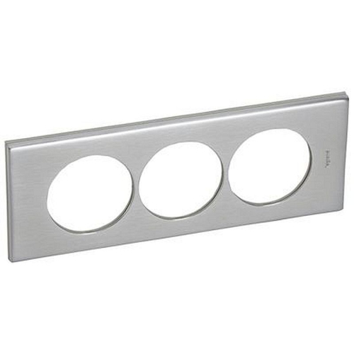 Plaque Céliane Matières 3 postes pour rénovation entraxe 57mm - Inox Brossé-069109-3245060691097-LEGRAND