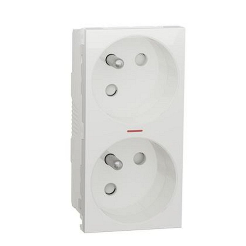 Unica - prise double lum 2P+T - FR - 45DEG - connexion rapide - Blanc - méca seu-NU306918S-3606489454494-SCHNEIDER ELECTRIC FRANCE