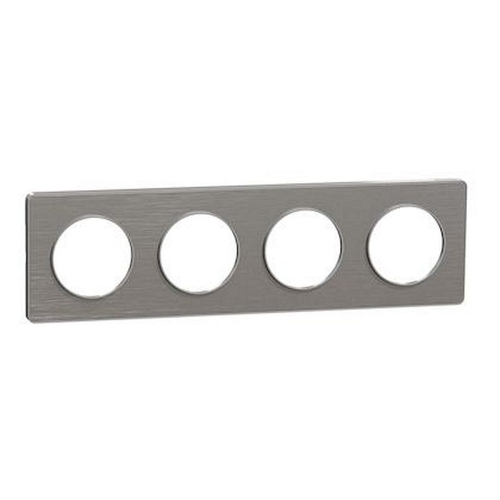 Odace Touch, plaque Aluminium brossé liseré Alu 4 post. horiz./vert. 71mm-S530808J-3606480391828-SCHNEIDER ELECTRIC FRANCE