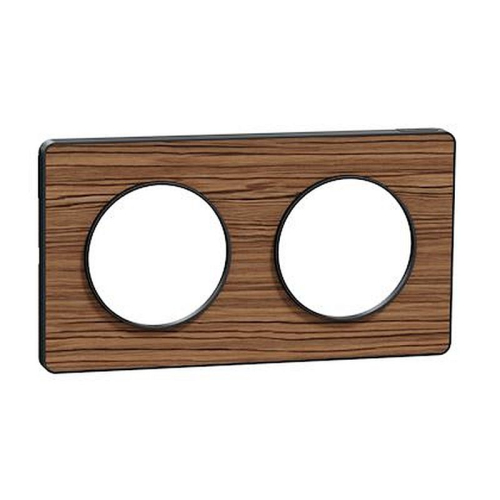 Odace Touch, plaque Bois Zeb. avec liseré Anth. 2 postes horiz/vert entraxe 71mm-S540804P4-3606480792045-SCHNEIDER ELECTRIC FRANCE