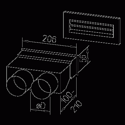Kit plénum mural droit 2x75/grille - FRS-WDS 2-75 - 9994 HELIOS VENTILATEURS - 9994 