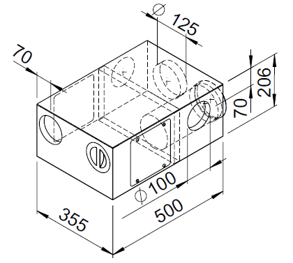 Collecteur mixte souffl. à gauche - RP-KVK 3-100/125 L - 3038 HELIOS VENTILATEURS - 3038 
