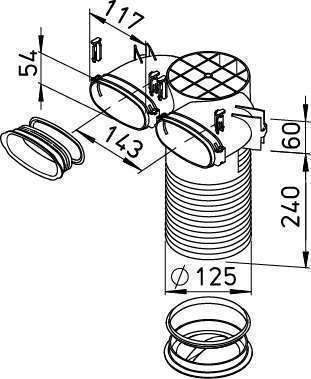 Plénum terminal coudé 114x51 - FRS-DWK 2-51/125 - 3858 HELIOS VENTILATEURS - 3858 