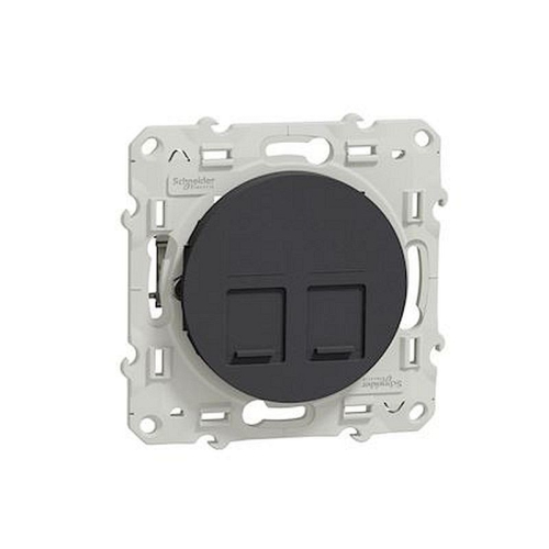 Odace, prise double RJ45 Anthracite, grade 3 (multimédia) cat. 6 STP, à vis-S540486-3606480707155-SCHNEIDER ELECTRIC FRANCE