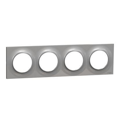 Odace Styl, plaque Alu 4 postes horiz./vert. entraxe 71mm-S520708E-3606480320576-SCHNEIDER ELECTRIC FRANCE