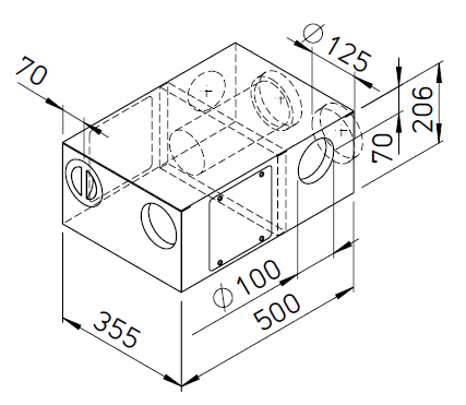 Collecteur mixte souffl. à droite - RP-KVK 3-100/125 R - 3048 HELIOS VENTILATEURS - 3048 