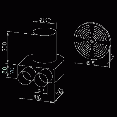 Kit plénum sol coudé 2x75/140 - FRS-BKGS 2-75 - 9992 HELIOS VENTILATEURS - 9992 