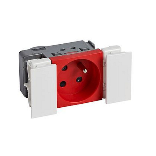 Prise 2P+T Logix à détrompage -2 modules- 16A - 250V -Bornes auto-Rouge RAL 3020-49045-3233620490457-PLANET WATTHOM