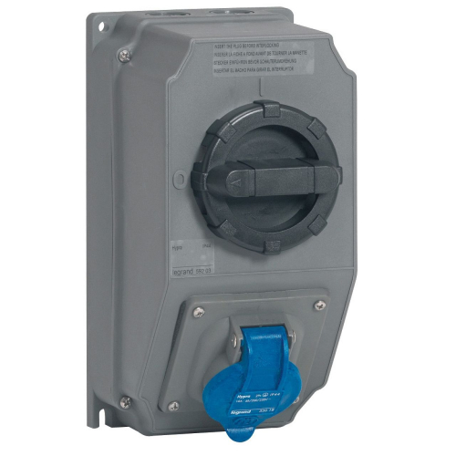Coffret monoprise Hypra IP44 - 1 prise 2P+T 16A 200V~ à 250V~ et 1 interrupteur-059203-3245060592035-LEGRAND