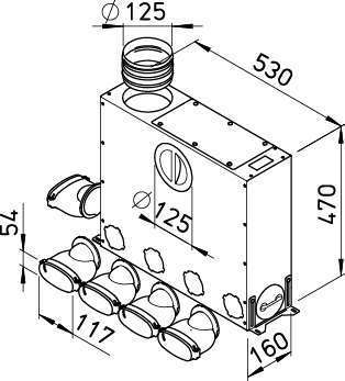 Collecteur universel 4+1 51x114 - FRS-MVK 4+1-51/125 - 3841 HELIOS VENTILATEURS - 3841 