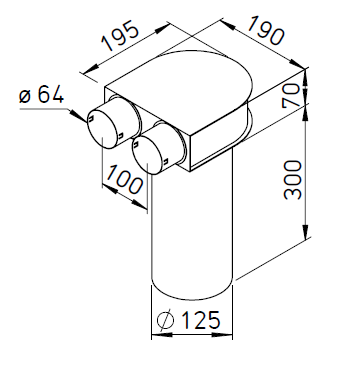 Plénum termin. coudé ⌀125 p/ FRS63 - FRS-DKV 2-63/125 - 9430 HELIOS VENTILATEURS - 9430 