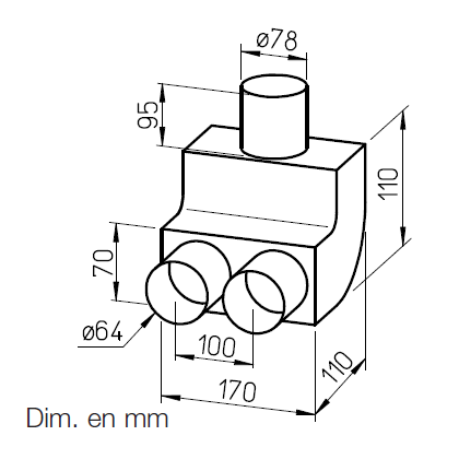 Coude vertical 90° pour conduit FRS⌀63 - FRS-B 75/2-63 - 9341 HELIOS VENTILATEURS - 9341 