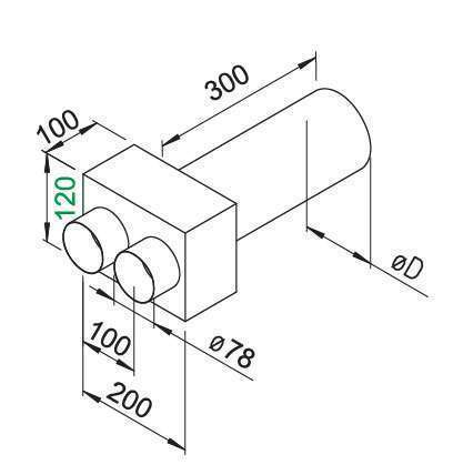 Plénum terminal droit 2x75/100 - FRS-WDV 2-75/100 - 9621 HELIOS VENTILATEURS - 9621 