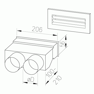 Kit plénum mural droit 2x75/grille - FRS-WDS 2-75 - 9994 HELIOS VENTILATEURS - 9994 
