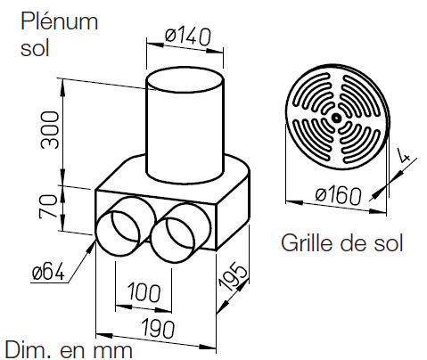 Kit plénum sol DN160 pour conduit FRS⌀63 - FRS-BKGS 2-63 - 9991 HELIOS VENTILATEURS - 9991 
